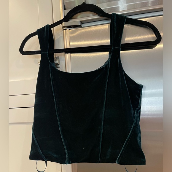 NWT Anthropologie Green Velvet Top size Small - Picture 2 of 8